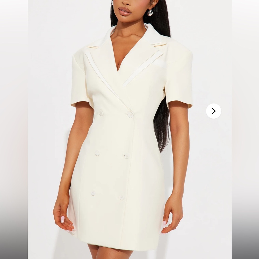 Elegant Cream Double-Breasted Dress